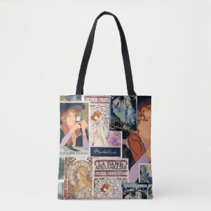 Vintage French Poster Collage Personalise Tote Bag