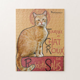 Vintage French Poster Style Orange Cat Jigsaw Puzzle