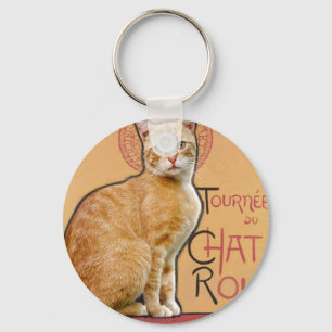 Vintage French Poster Style Orange Cat Key Ring