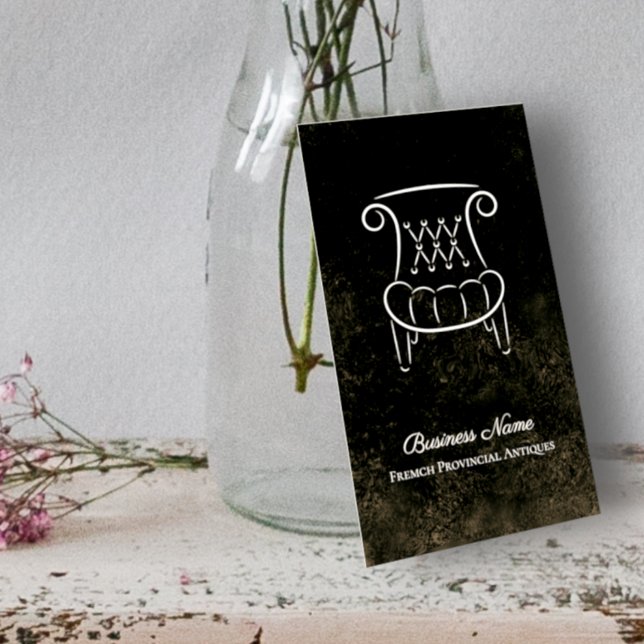 Vintage French Provincial Armchair Antiques Dealer Business Card (Creator Uploaded)