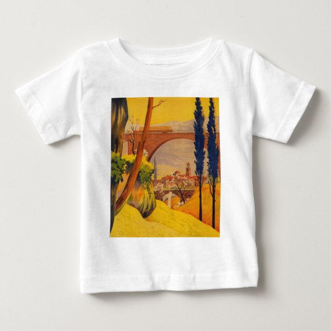 Vintage French Railroad Travel Baby T-Shirt (Front)