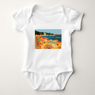 Vintage French Riviera Beach Baby Bodysuit