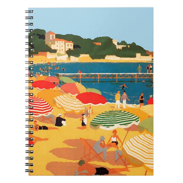 Vintage French Riviera Beach Notebook (Front)