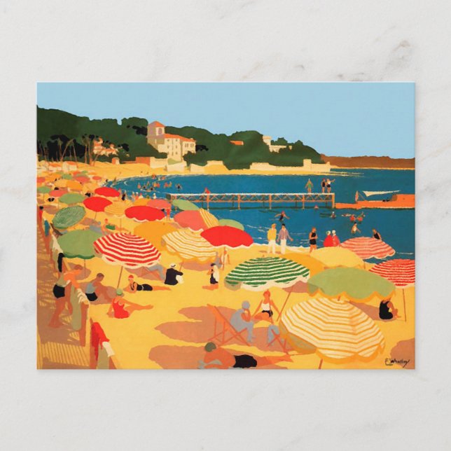 Vintage French Riviera Beach Postcard (Front)