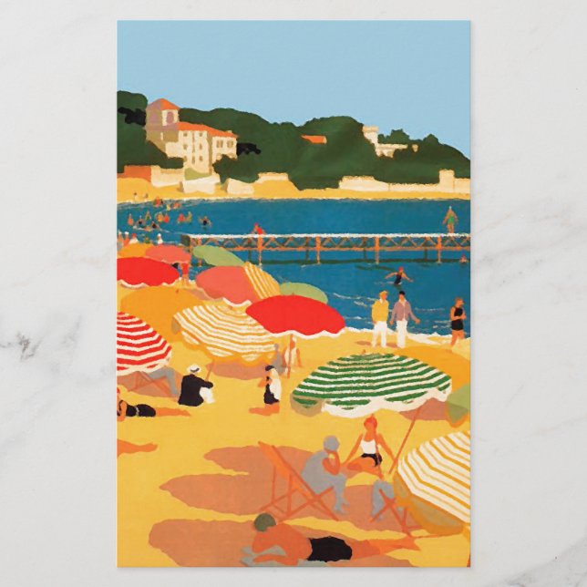 Vintage French Riviera Beach Stationery (Front)