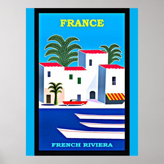 Vintage French Riviera travel poster (Front)