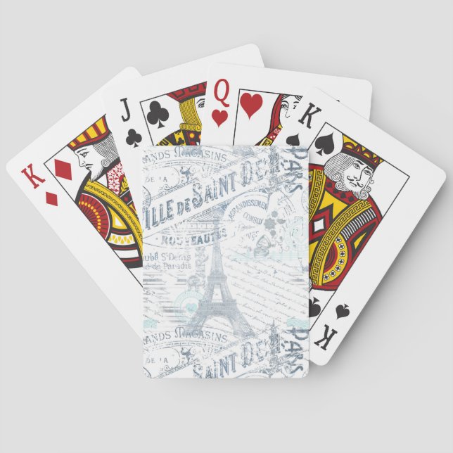 Vintage French Romance Collage Blue ID226 Playing Cards (Back)