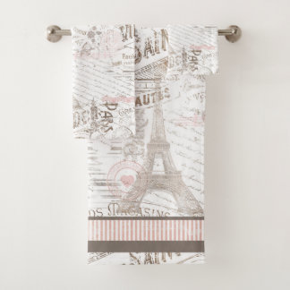 Vintage French Romance Collage Pink ID226 Bath Towel Set