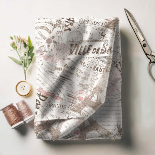 Vintage French Romance Collage Pink ID226 Fabric