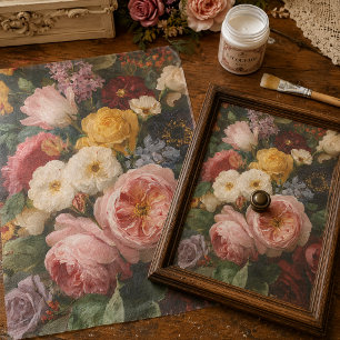Vintage French Romantic Floral Bouquet Decoupage Tissue Paper