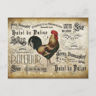 Vintage French Rooster de Paris Postcard