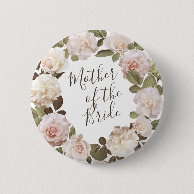 Vintage French Roses Mother of the Bride Button (Front)