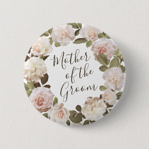 Vintage French Roses Mother of the Groom Button
