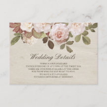 Vintage French Roses Wedding Details Card