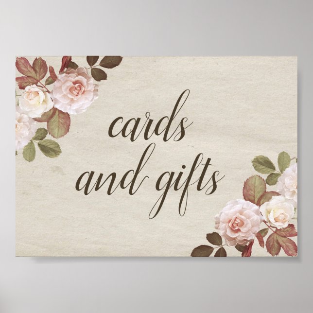 Vintage French Roses Wedding Favour Sign (Front)
