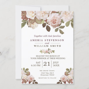 Vintage French Roses Wedding Invitation