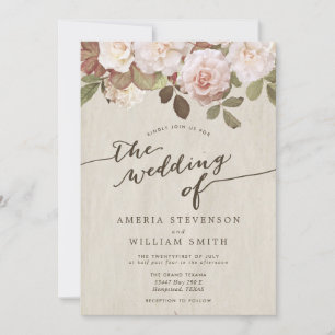 Vintage French Roses Wedding Invitation