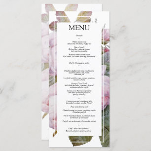 Vintage French Roses Wedding Reception Flat Menu