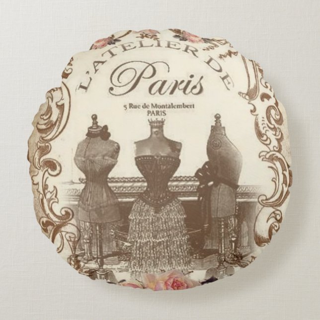 Vintage French Round Cushion (Front)