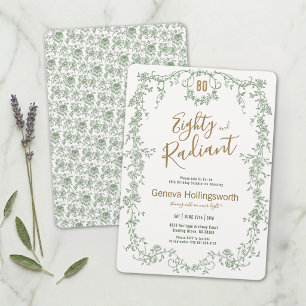 Vintage French Sage Garden Radiant 80th Birthday Invitation