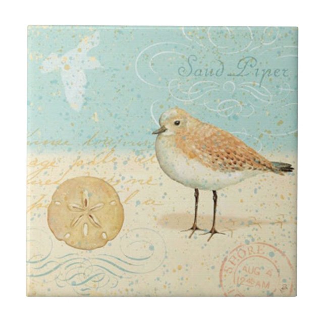 Vintage French Sand Piper Tile (Front)