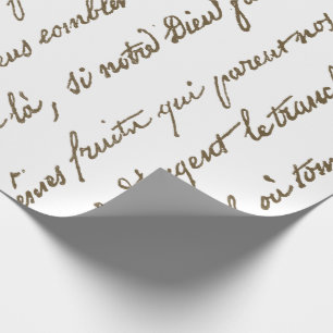 Vintage French Script Gold Harvest Letter Tissue P Wrapping Paper