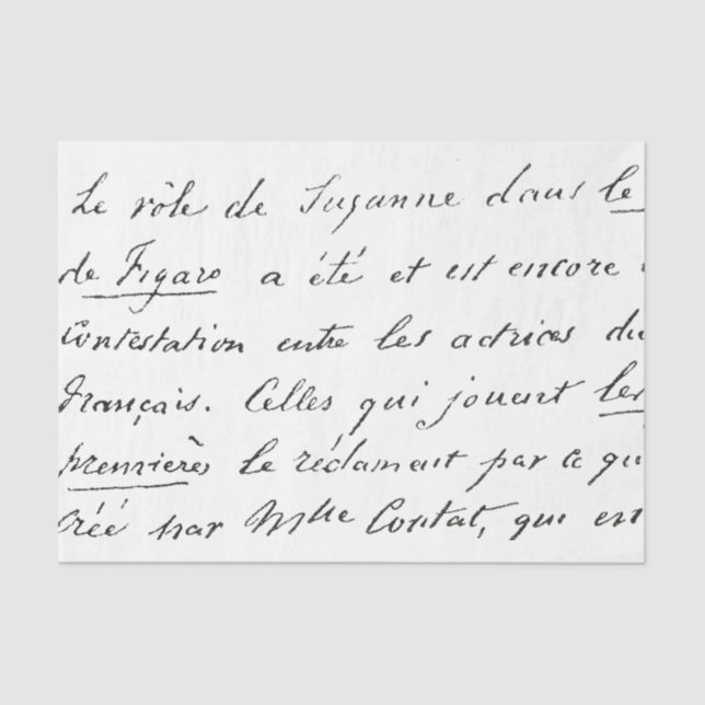 Vintage French Script Letter Tissue Paper (Front)