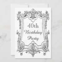 Vintage French Scroll 40th Birthday Double Sided