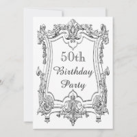 Vintage French Scroll 50th Birthday Double Sided