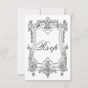 Vintage French Scroll RSVP Double Sided Card