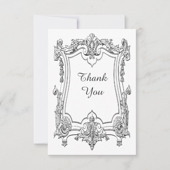 Vintage French Scroll Thank You Card (Front)