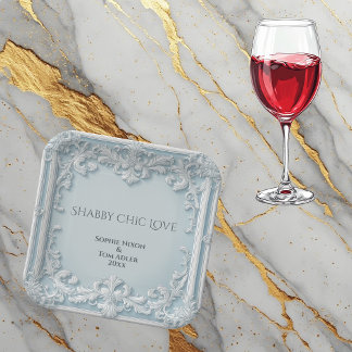  Vintage French Shabby Chic Blue & White Wedding Paper Plate