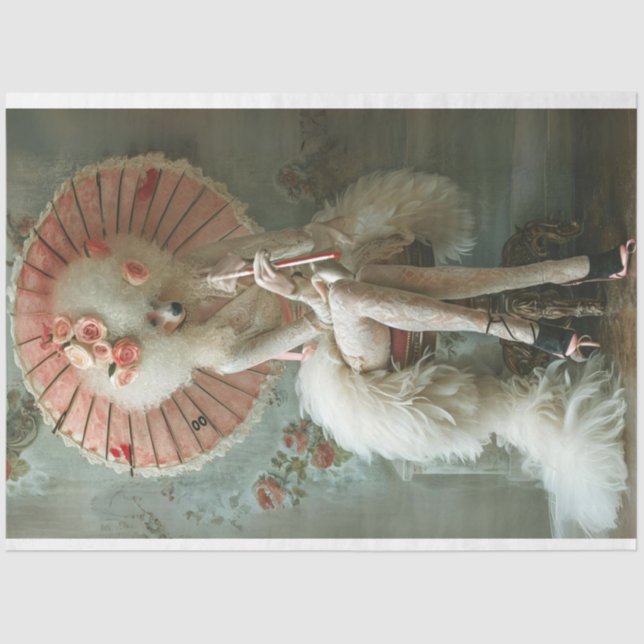 Vintage French Standard Poodle Pink Decoupage Tissue Paper (Front)