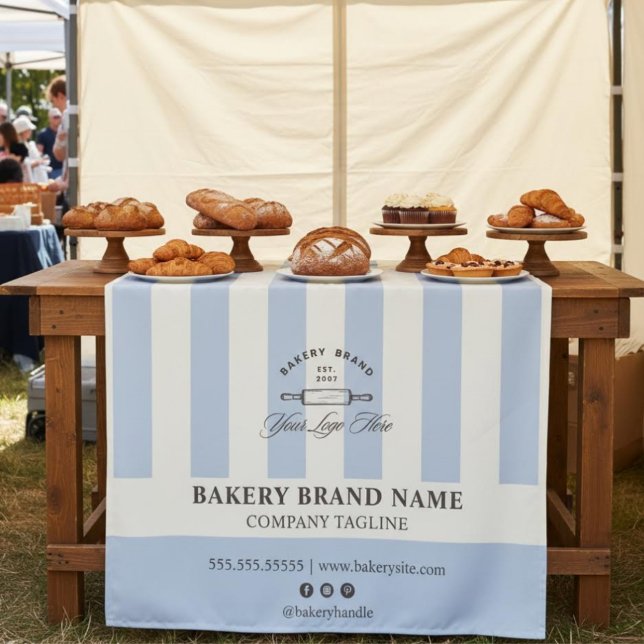 Vintage French Stripes Bakery Logo Table Runner Tapestry (Creator Uploaded)