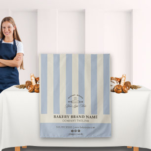 Vintage French Stripes Bakery Logo Table Runner Tapestry