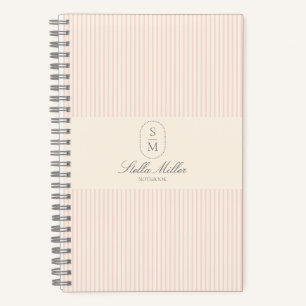 Vintage French Style Pink Striped Spiral Notebook