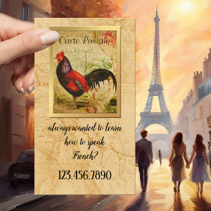 Vintage French Teacher and Tutor Business Card