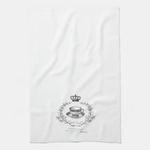 Vintage French teacup kitchen towel