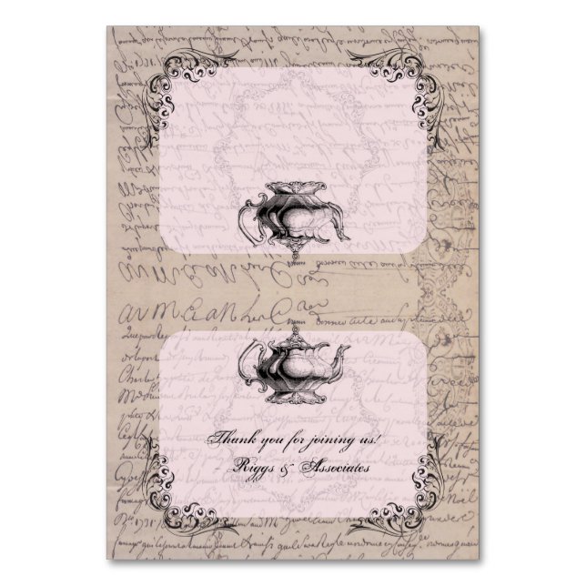 Vintage French Teapot Place Card (Front)