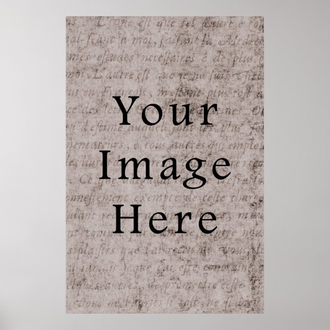 Vintage French Text Parchment Paper Background Poster (Front)