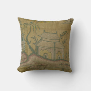 Vintage French Textile Floral Weave Chinoiserie Cushion
