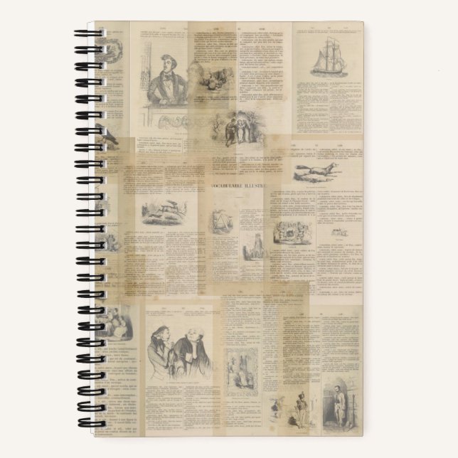 Vintage French Themed Grunge Notebook (Front)