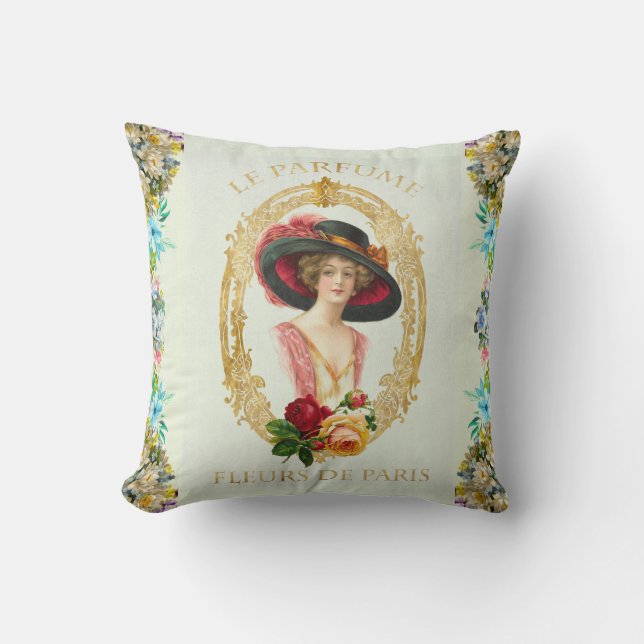 Vintage French Throw Pillow (Front)