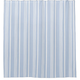 Vintage French Ticking Stripe Pattern Blue White Shower Curtain