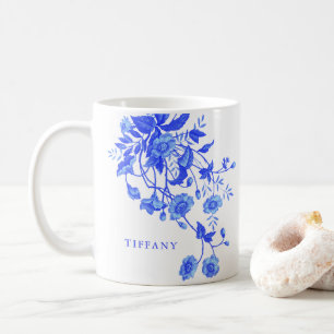Vintage French Toile Blue Floral Bridal Shower Coffee Mug