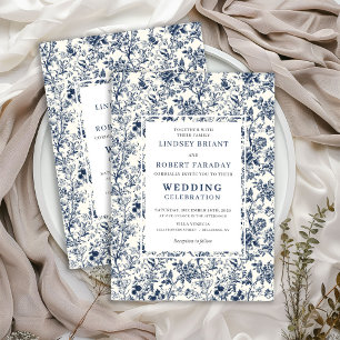 Vintage French Toile Blue Romantic Wedding Invite