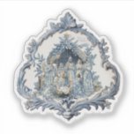 Vintage French Toile | Chinoiserie Nativity<br><div class="desc">This vintage Christmas sticker features a beautiful toile nativity within an old distressed French frame.</div>