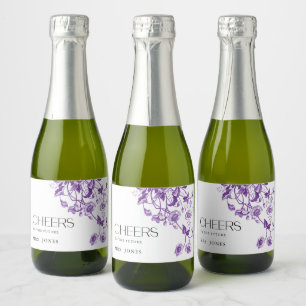 Vintage French Toile Floral Bridal Shower Cheers Sparkling Wine Label