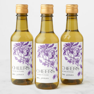 Vintage French Toile Floral Bridal Shower Cheers Wine Label