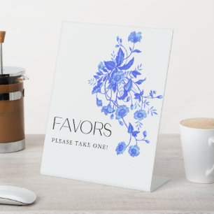 Vintage French Toile Floral Bridal Shower Favours Pedestal Sign